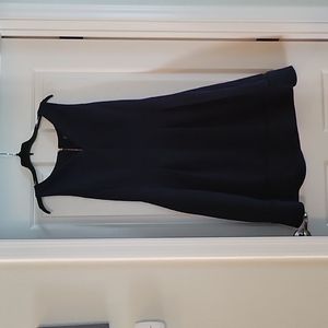 Lord & Taylor Navy Fit-and-Flare Sleeveless Dress